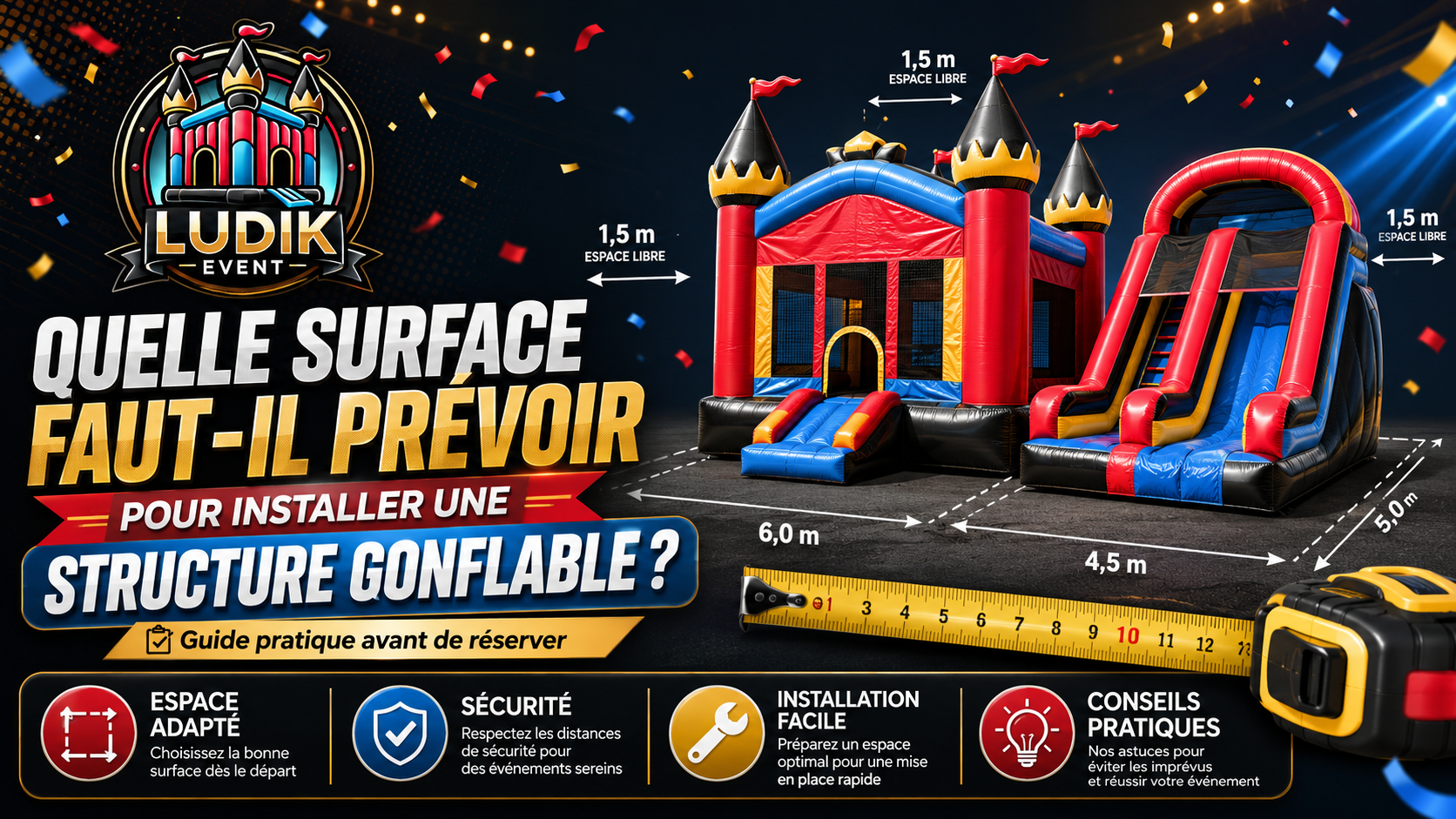 Quelle surface faut-il prévoir pour installer une structure gonflable ? Guide pratique avant de réserver